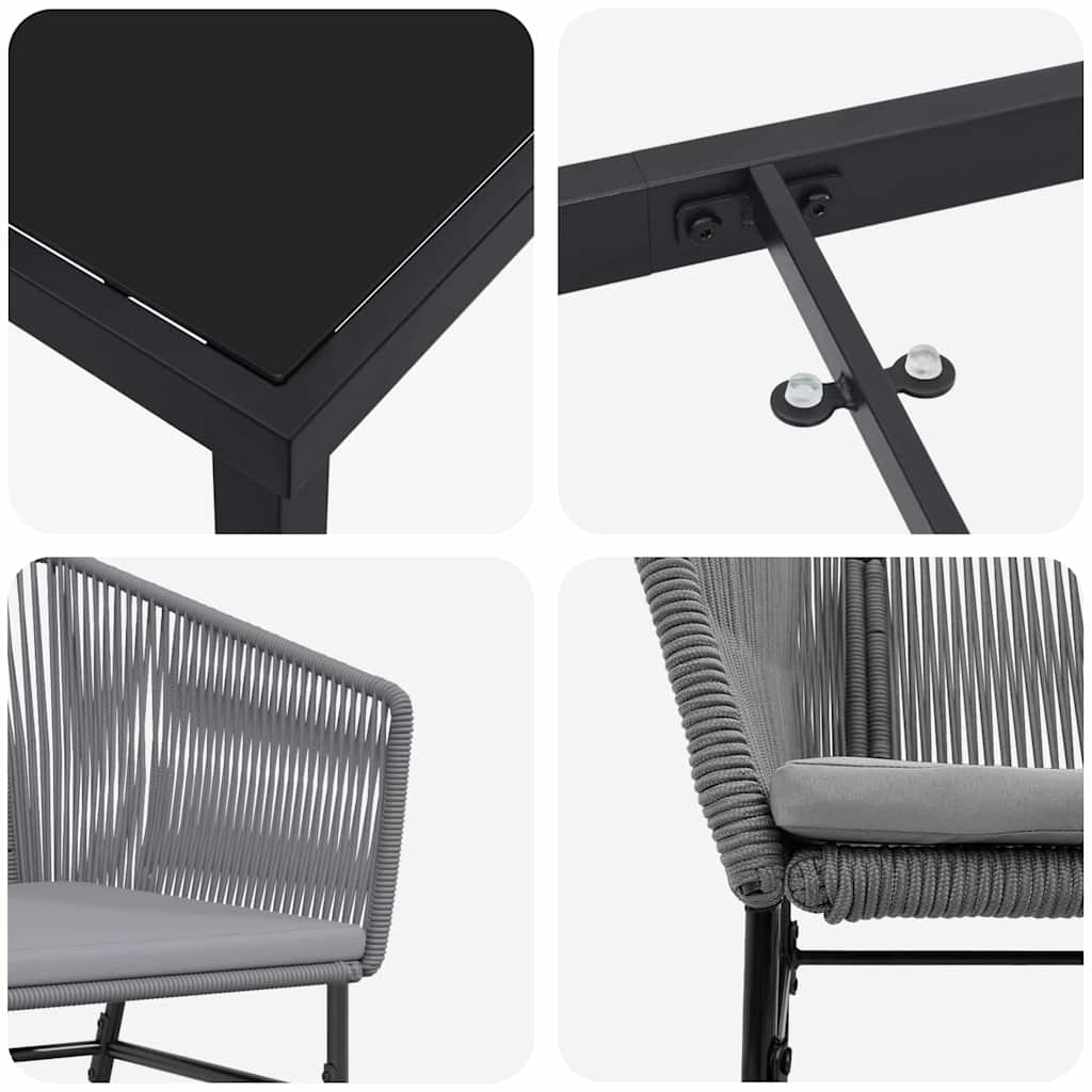 Conjunto de Comedor de Jardín con cojín 3 pcs Gris