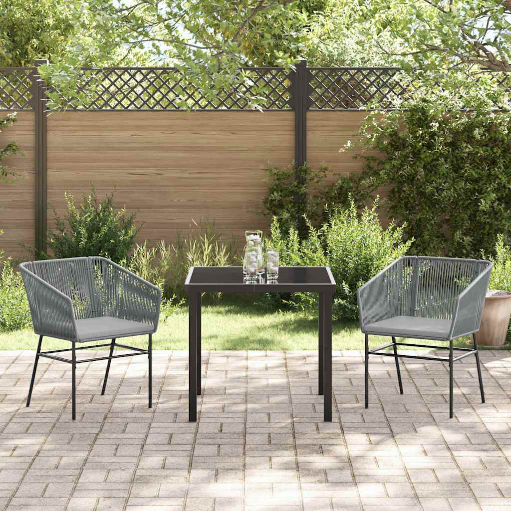 Conjunto de Comedor de Jardín con cojín 3 pcs Gris
