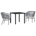 Conjunto de Comedor de Jardín con cojín 3 pcs Gris