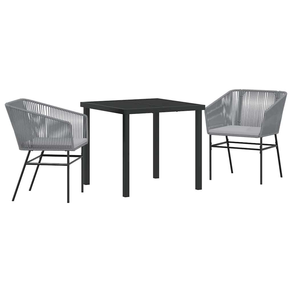 Conjunto de Comedor de Jardín con cojín 3 pcs Gris