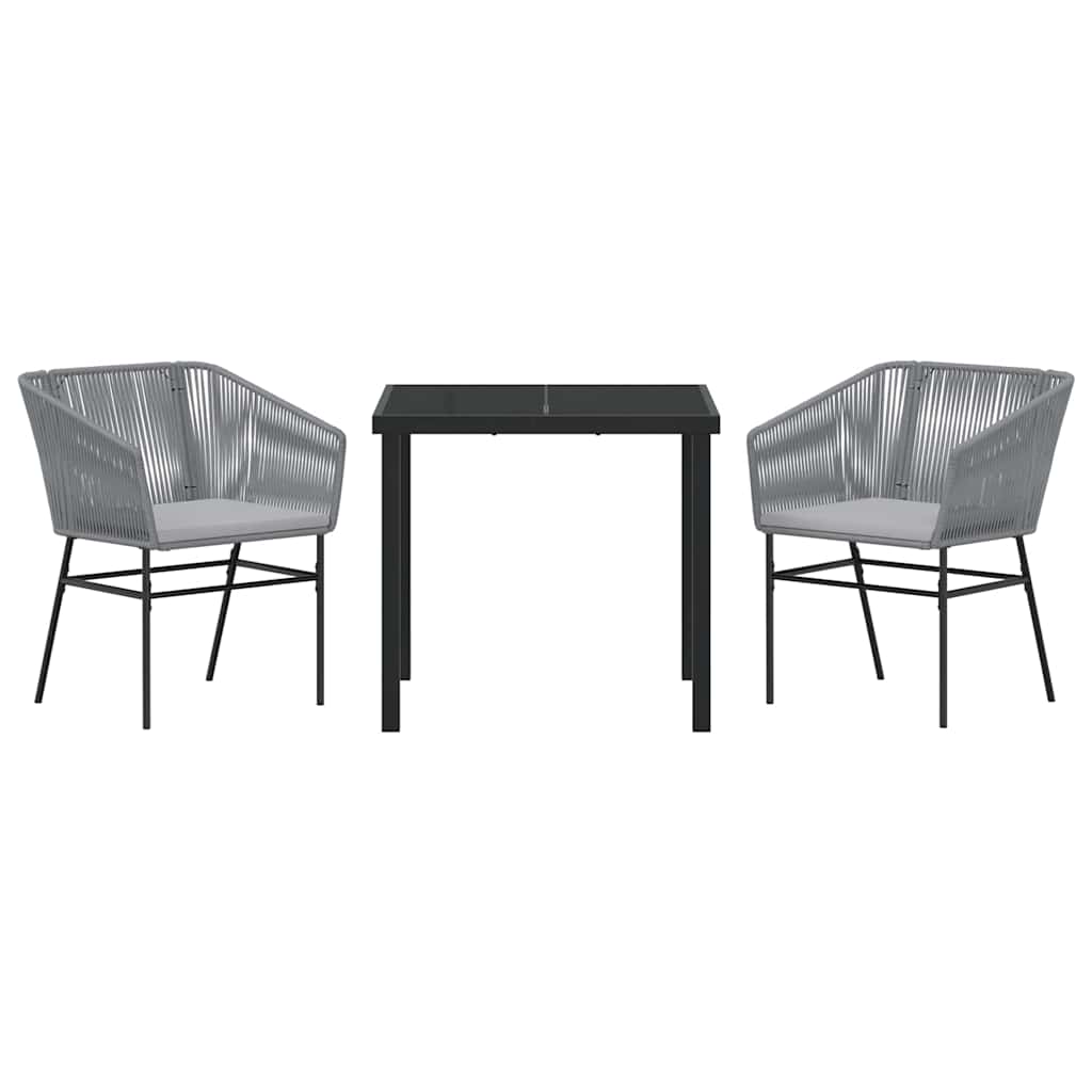 Conjunto de Comedor de Jardín con cojín 3 pcs Gris