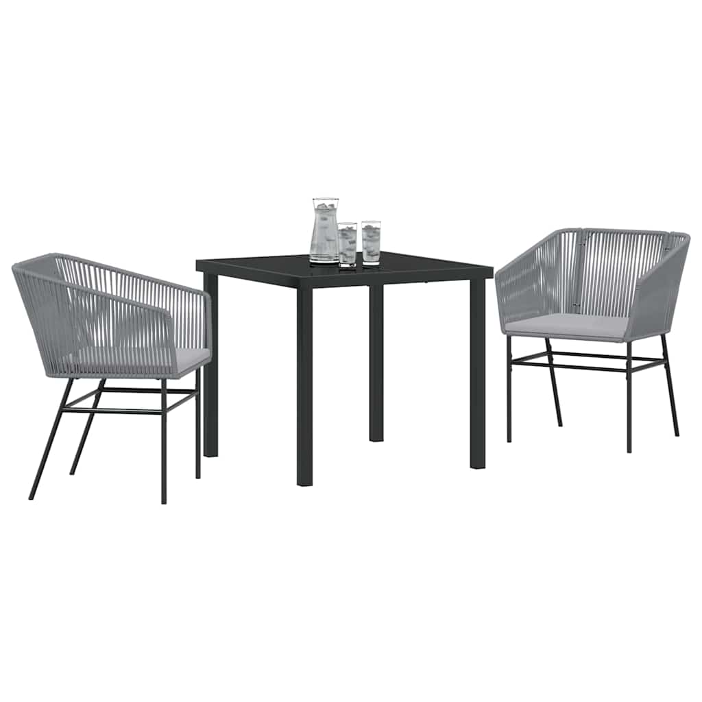 Conjunto de Comedor de Jardín con cojín 3 pcs Gris