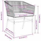 Conjunto de Comedor de Jardín con cojín 3 pcs Gris