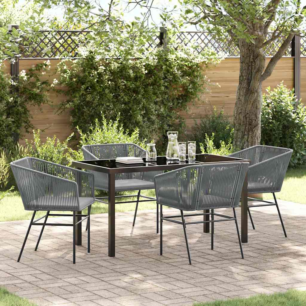 Conjunto de Comedor de Jardín con cojín 3 pcs Gris