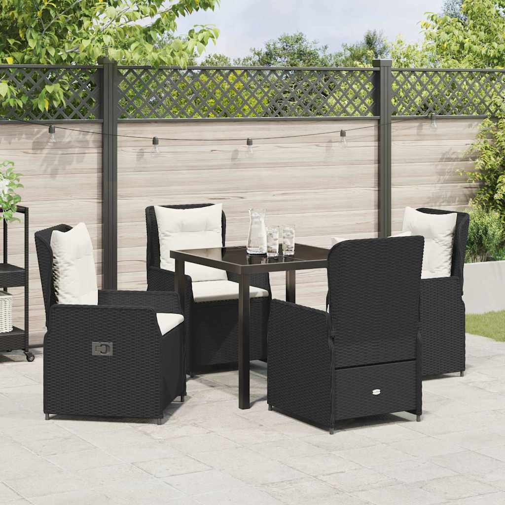 Conjunto de Comedor de Jardín 5 pcs Negro ratán sintético