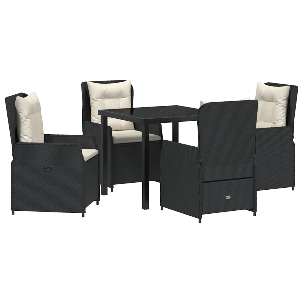 Conjunto de Comedor de Jardín 5 pcs Negro ratán sintético