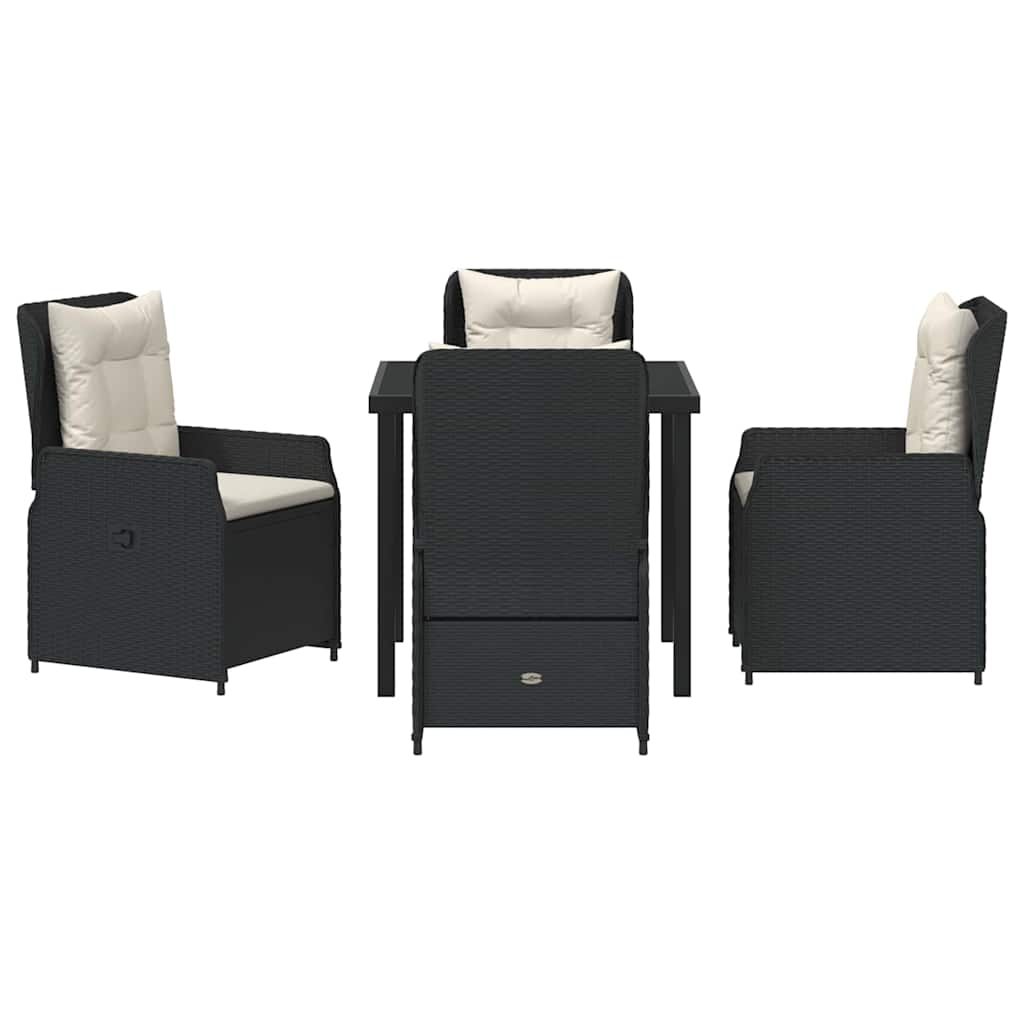 Conjunto de Comedor de Jardín 5 pcs Negro ratán sintético