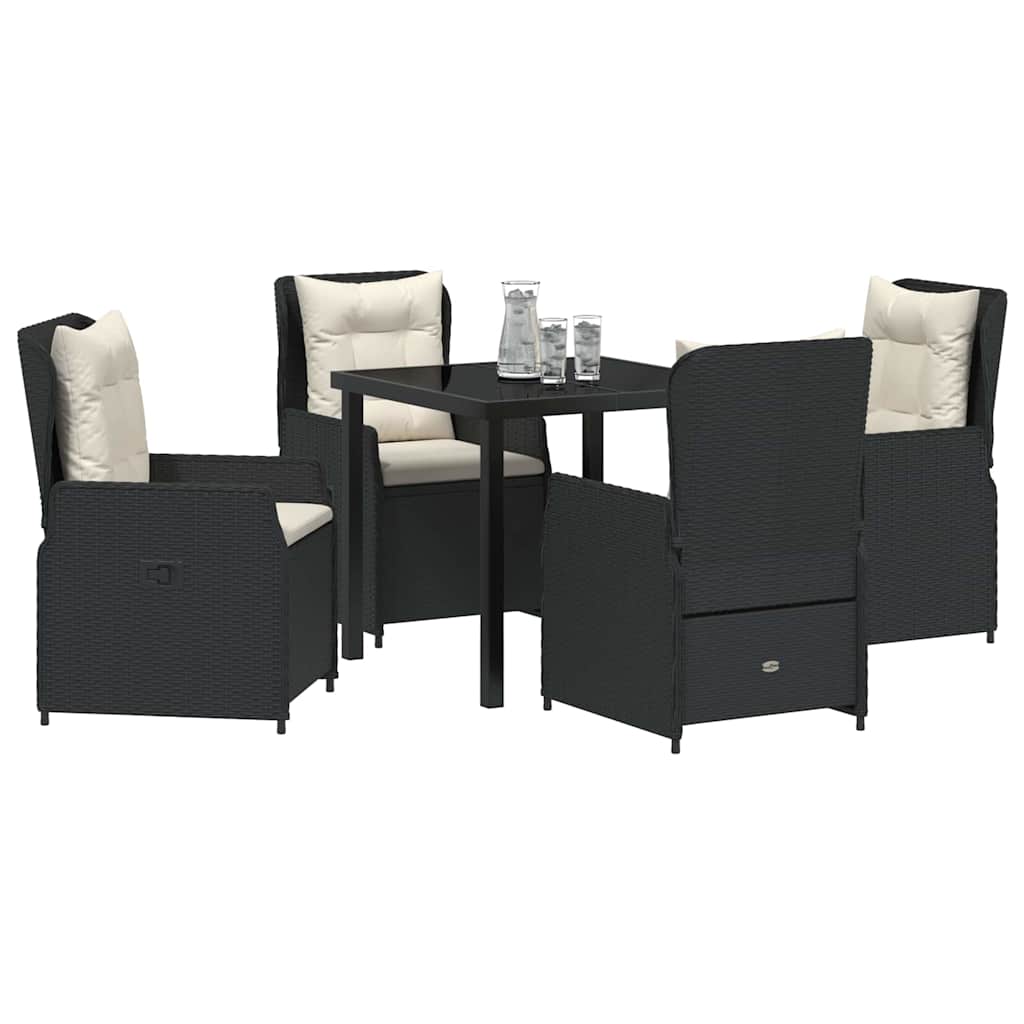 Conjunto de Comedor de Jardín 5 pcs Negro ratán sintético