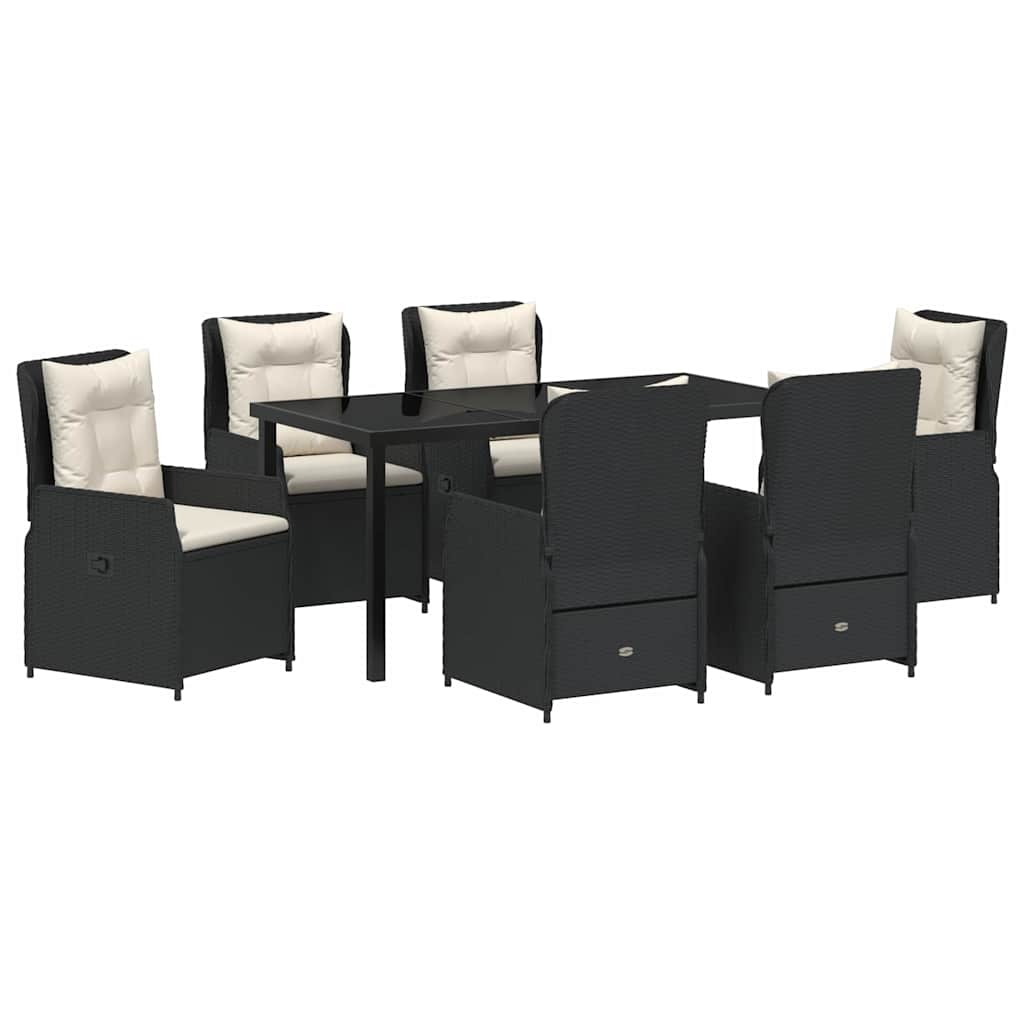 Conjunto de Comedor de Jardín 7 pcs Negro ratán sintético