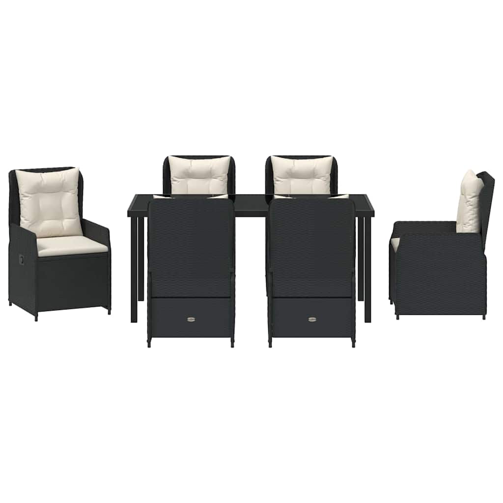 Conjunto de Comedor de Jardín 7 pcs Negro ratán sintético