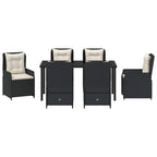 Conjunto de Comedor de Jardín 7 pcs Negro ratán sintético