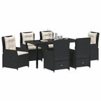 Conjunto de Comedor de Jardín 7 pcs Negro ratán sintético