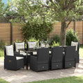 Conjunto de Comedor de Jardín 9 pcs Negro ratán sintético