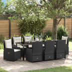 Conjunto de Comedor de Jardín 9 pcs Negro ratán sintético
