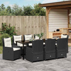 Conjunto de Comedor de Jardín 9 pcs Negro ratán sintético