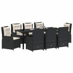 Conjunto de Comedor de Jardín 9 pcs Negro ratán sintético