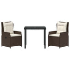 Conjunto de Comedor de Jardín 3 pcs Marrón ratán sintético