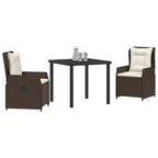 Conjunto de Comedor de Jardín 3 pcs Marrón ratán sintético