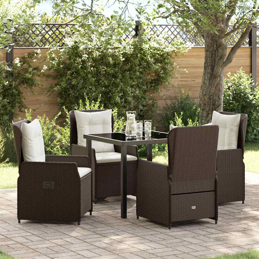 Conjunto de Comedor de Jardín 5 pcs Marrón ratán sintético