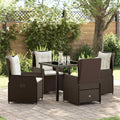 Conjunto de Comedor de Jardín 5 pcs Marrón ratán sintético