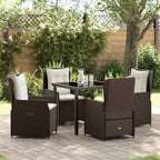 Conjunto de Comedor de Jardín 5 pcs Marrón ratán sintético