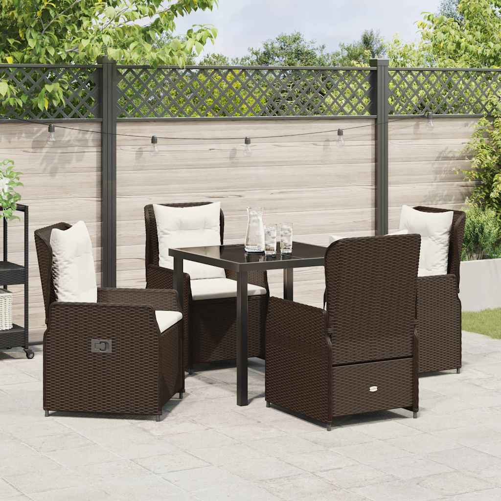 Conjunto de Comedor de Jardín 5 pcs Marrón ratán sintético