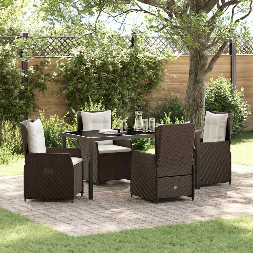 Conjunto de Comedor de Jardín 5 pcs Marrón ratán sintético