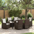 Conjunto de Comedor de Jardín 7 pcs Marrón ratán sintético