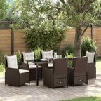 Conjunto de Comedor de Jardín 7 pcs Marrón ratán sintético