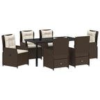 Conjunto de Comedor de Jardín 7 pcs Marrón ratán sintético
