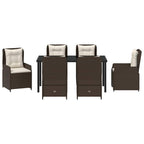 Conjunto de Comedor de Jardín 7 pcs Marrón ratán sintético
