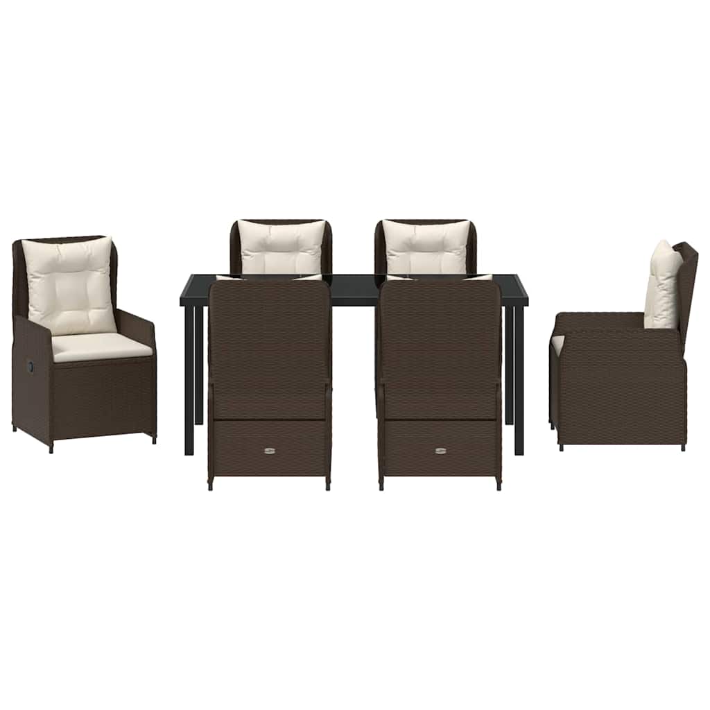 Conjunto de Comedor de Jardín 7 pcs Marrón ratán sintético