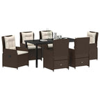 Conjunto de Comedor de Jardín 7 pcs Marrón ratán sintético