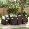 Conjunto de Comedor de Jardín 9 pcs Marrón ratán sintético