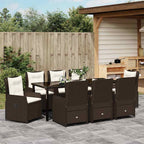 Conjunto de Comedor de Jardín 9 pcs Marrón ratán sintético
