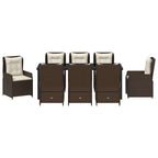 Conjunto de Comedor de Jardín 9 pcs Marrón ratán sintético