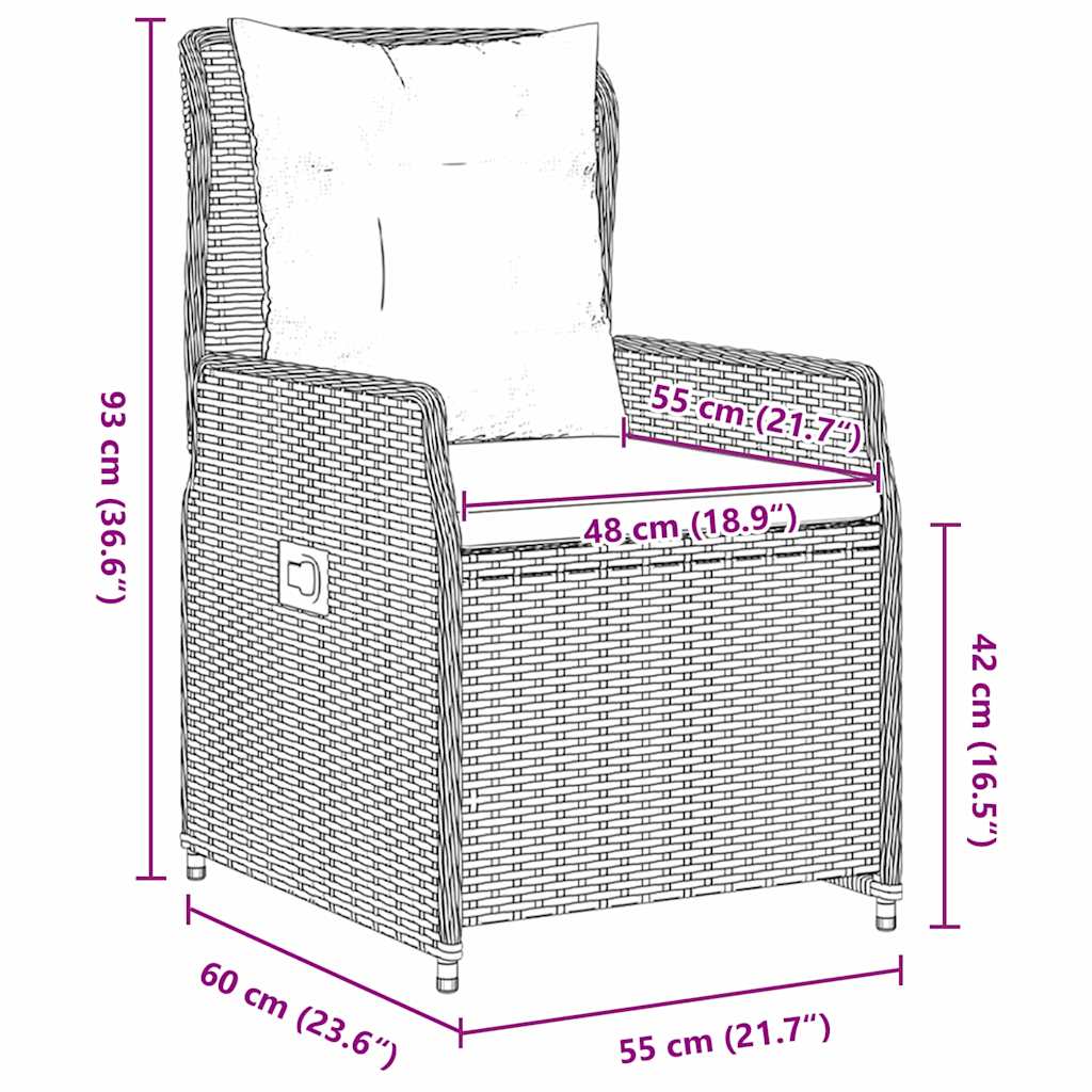 Conjunto de Comedor de Jardín 9 pcs Marrón ratán sintético