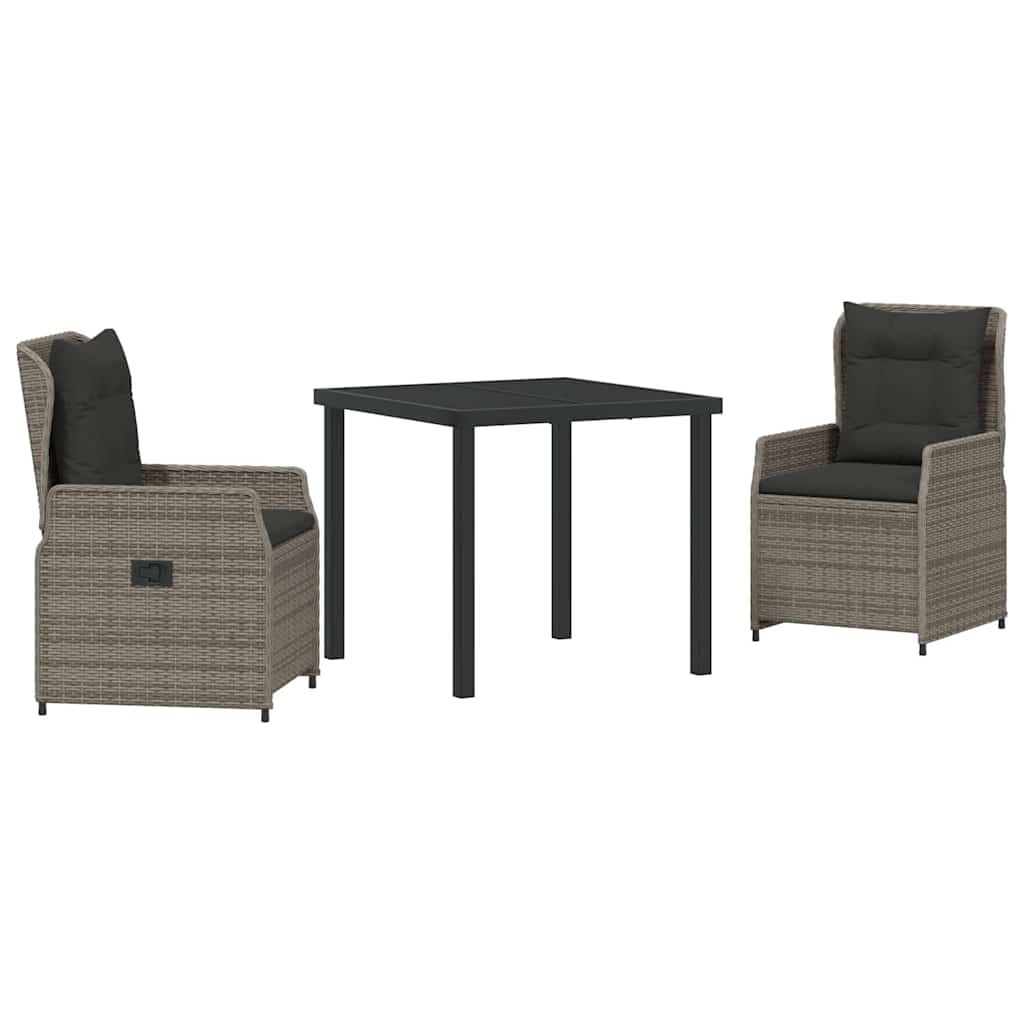 Conjunto de Comedor de Jardín 3 pcs Gris ratán sintético