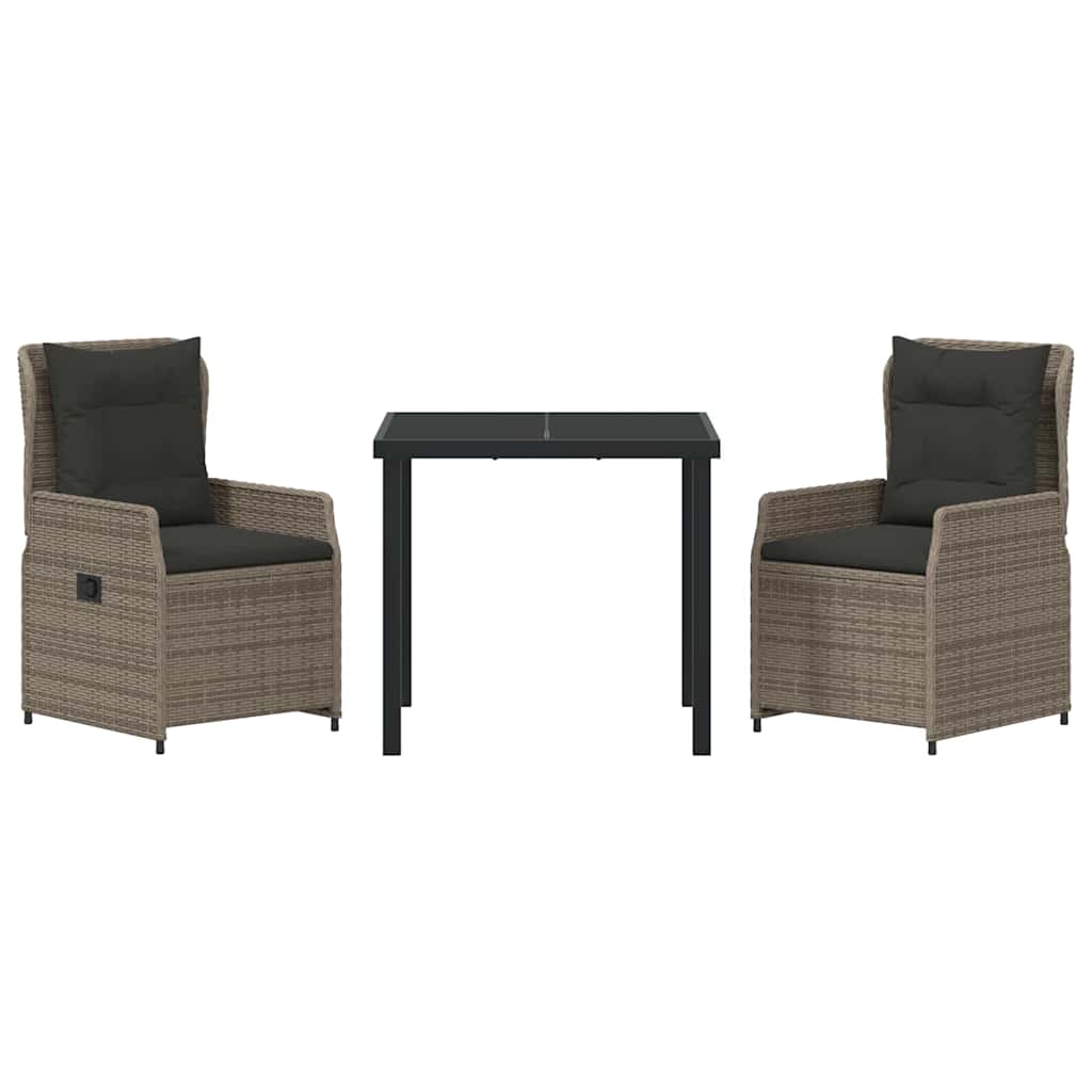 Conjunto de Comedor de Jardín 3 pcs Gris ratán sintético