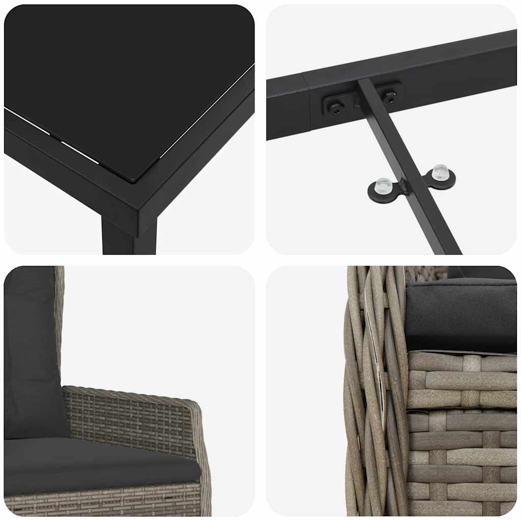 Conjunto de Comedor de Jardín 5 pcs Gris ratán sintético