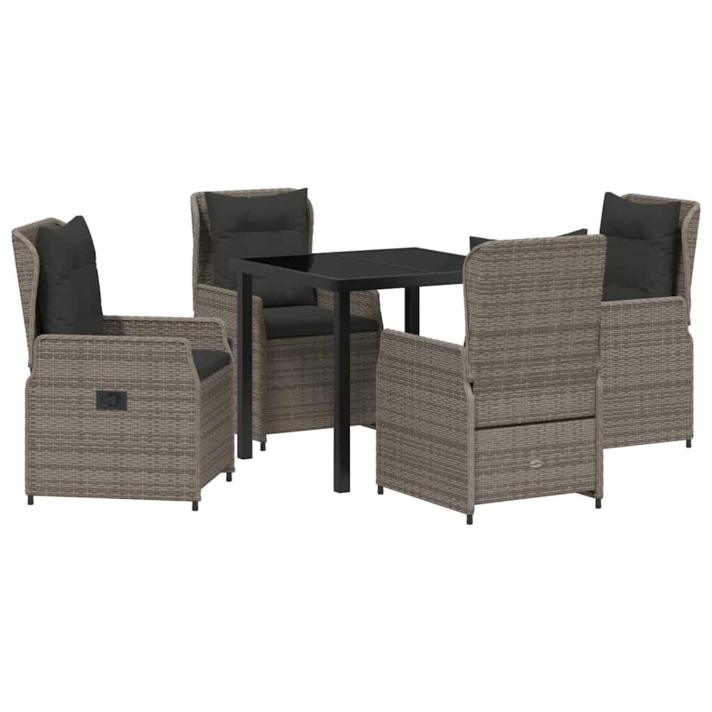 Conjunto de Comedor de Jardín 5 pcs Gris ratán sintético