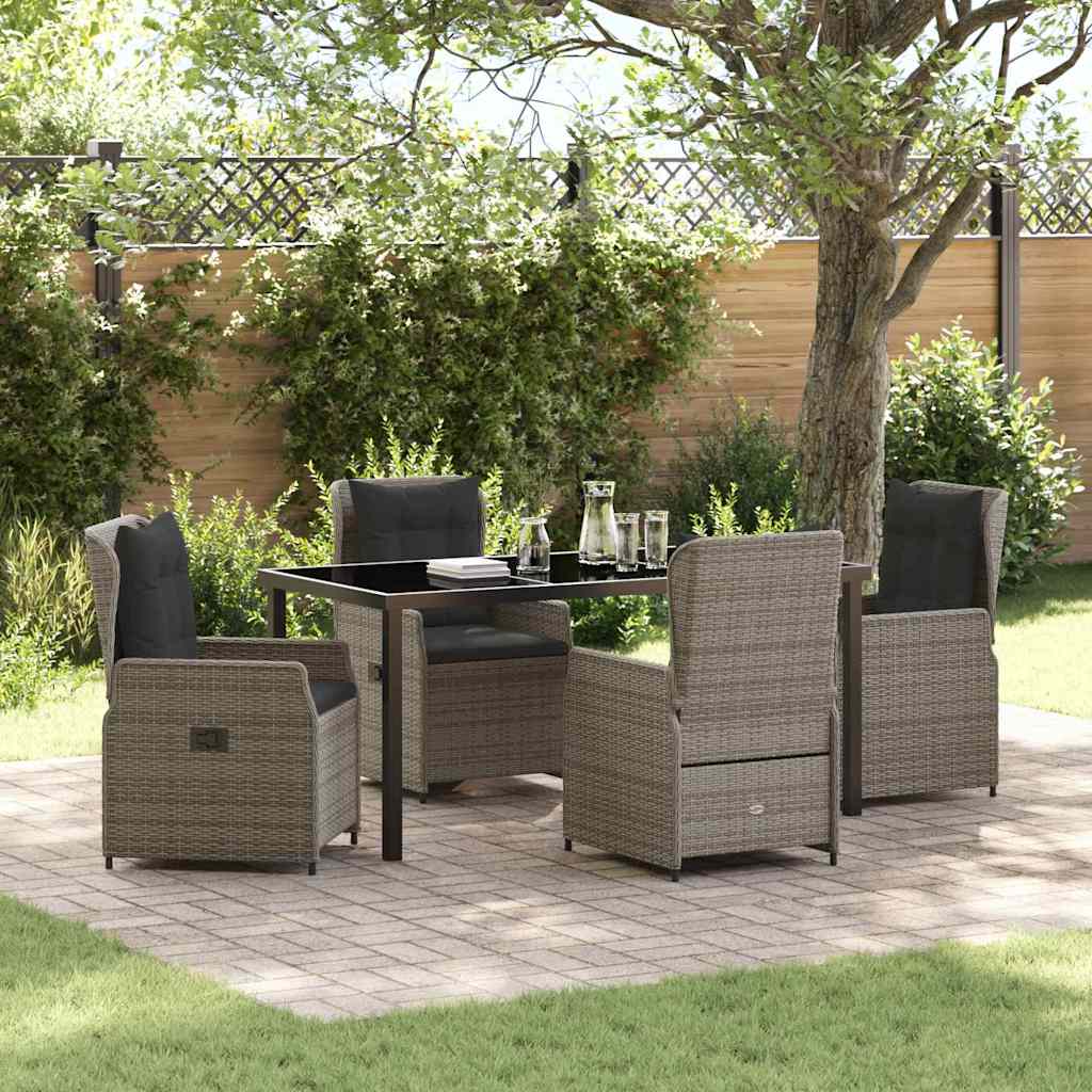 Conjunto de Comedor de Jardín 5 pcs Gris ratán sintético