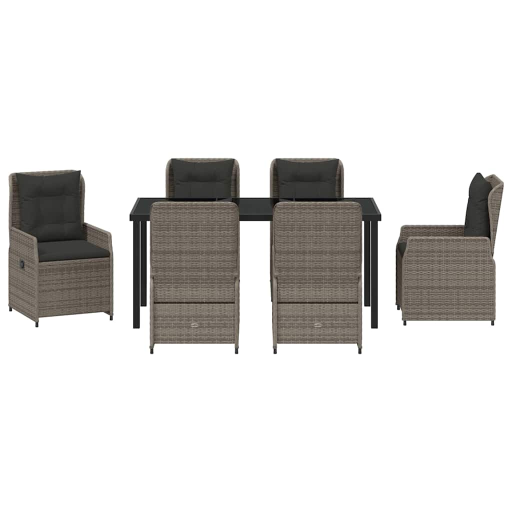 Conjunto de Comedor de Jardín 7 pcs Gris ratán sintético
