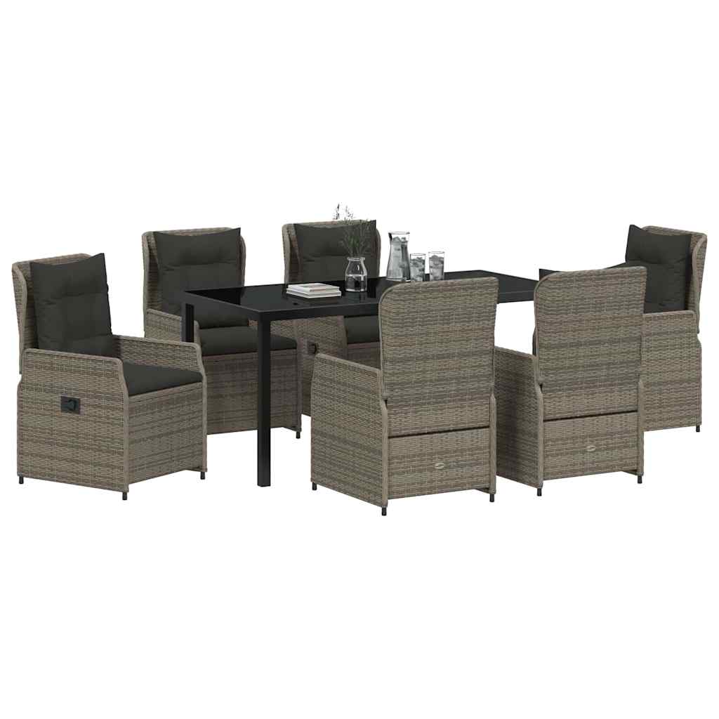 Conjunto de Comedor de Jardín 7 pcs Gris ratán sintético