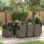 Conjunto de Comedor de Jardín 9 pcs Gris ratán sintético