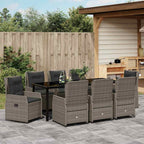 Conjunto de Comedor de Jardín 9 pcs Gris ratán sintético
