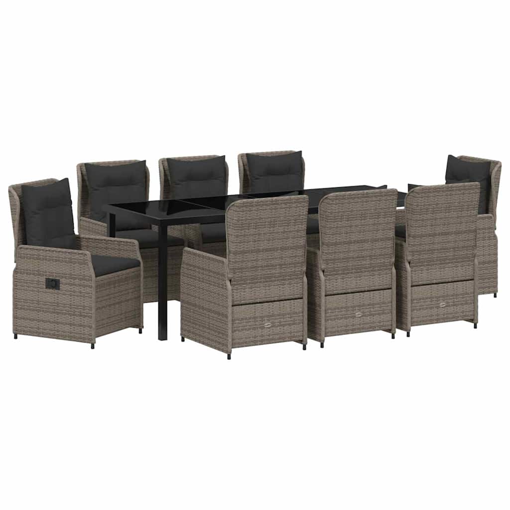 Conjunto de Comedor de Jardín 9 pcs Gris ratán sintético