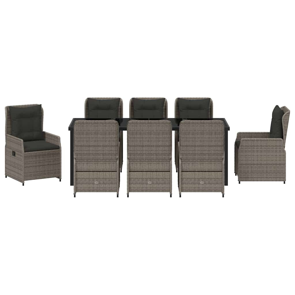 Conjunto de Comedor de Jardín 9 pcs Gris ratán sintético
