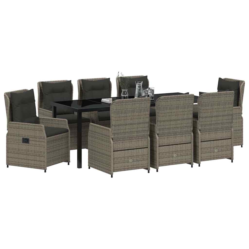 Conjunto de Comedor de Jardín 9 pcs Gris ratán sintético