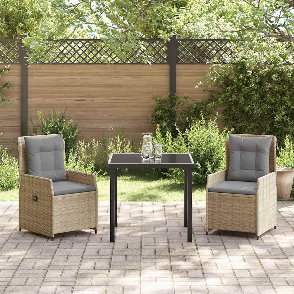 Conjunto de Comedor de Jardín 3 pcs Beige y Gris Claro